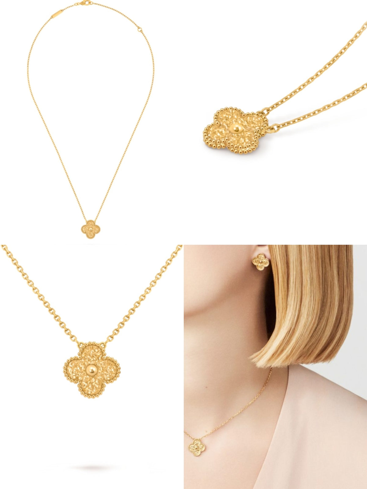 gold clover Necklace for women - product detail view