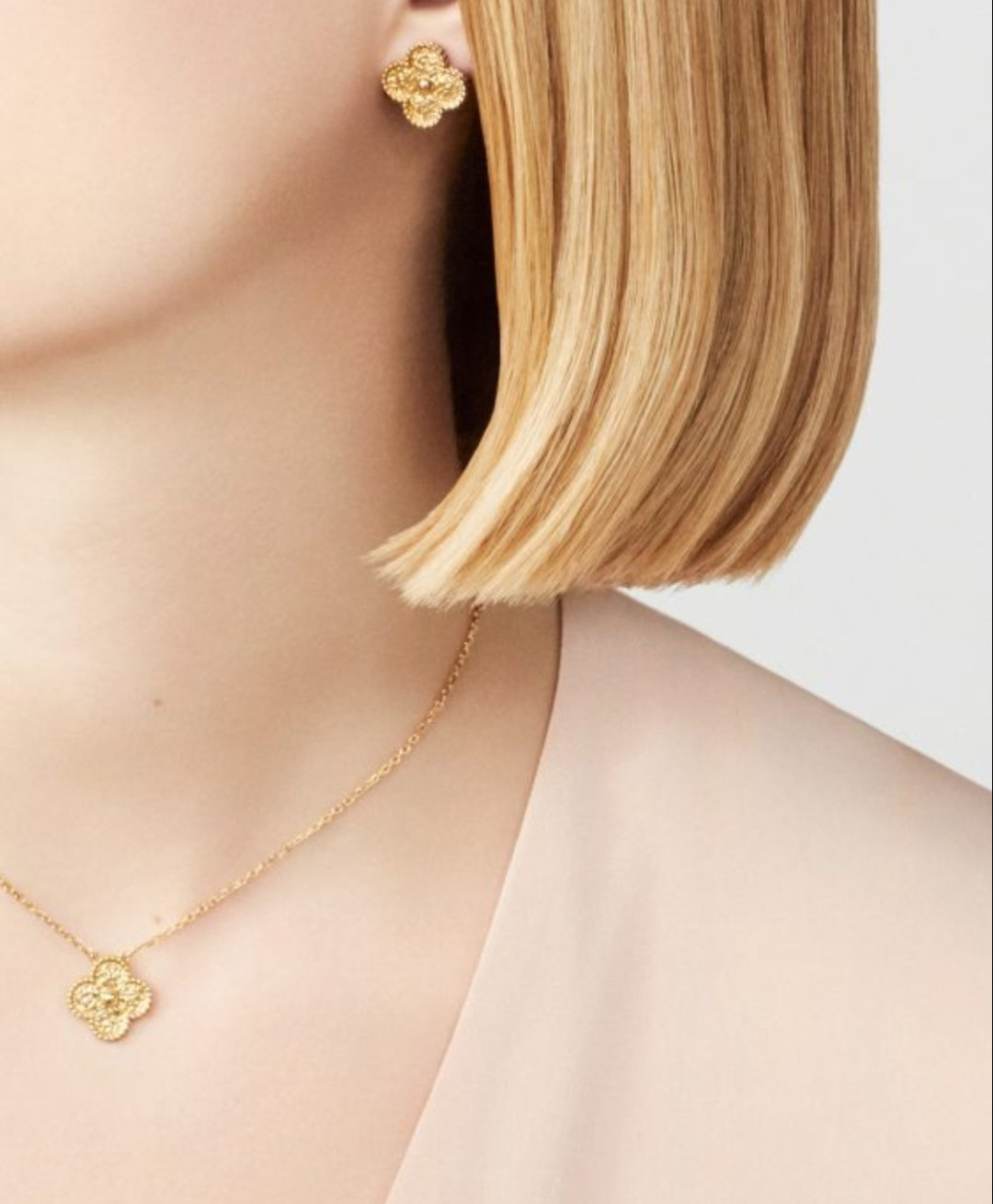 gold clover Necklace for women - alternate angle view 9