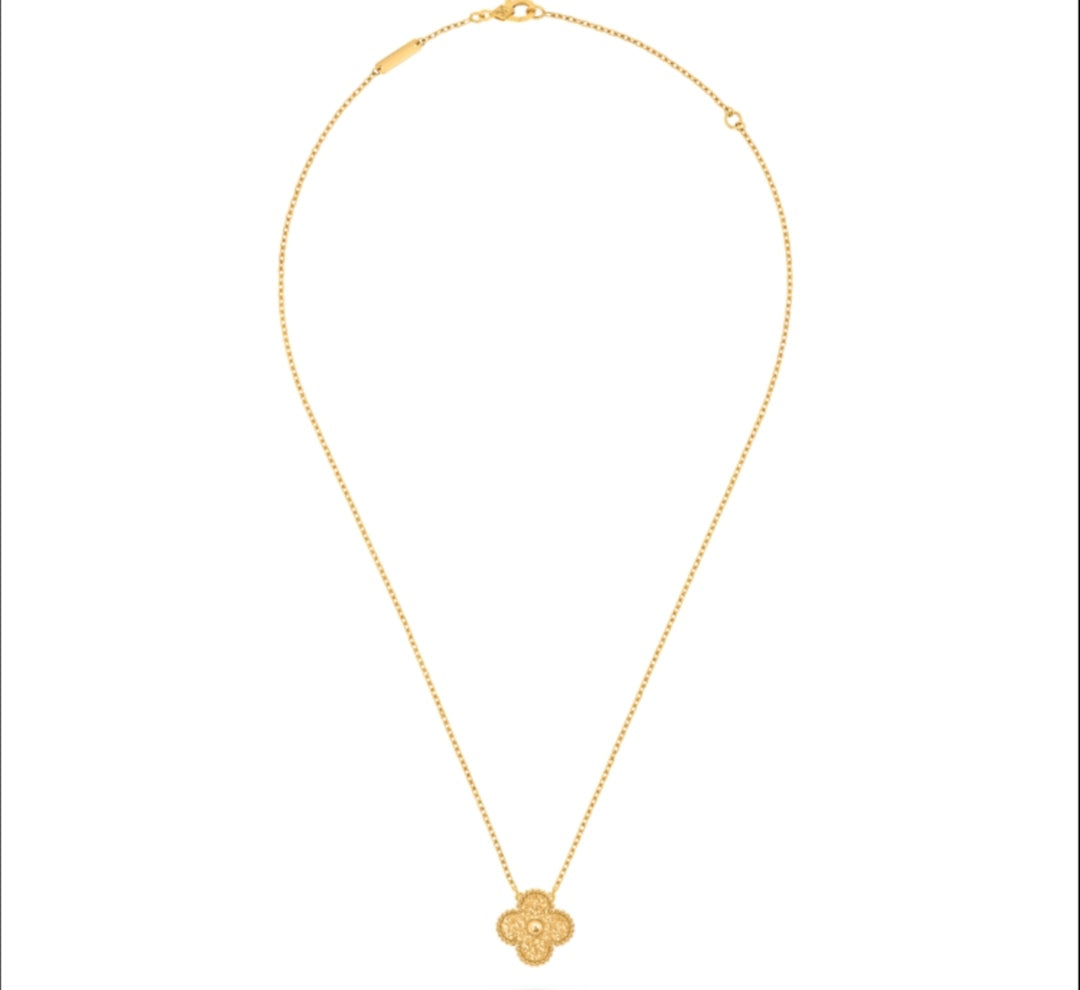 gold clover Necklace for women - alternate angle view 8