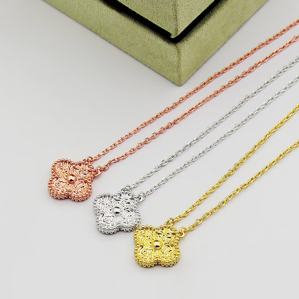 gold clover Necklace for women - alternate angle view 4