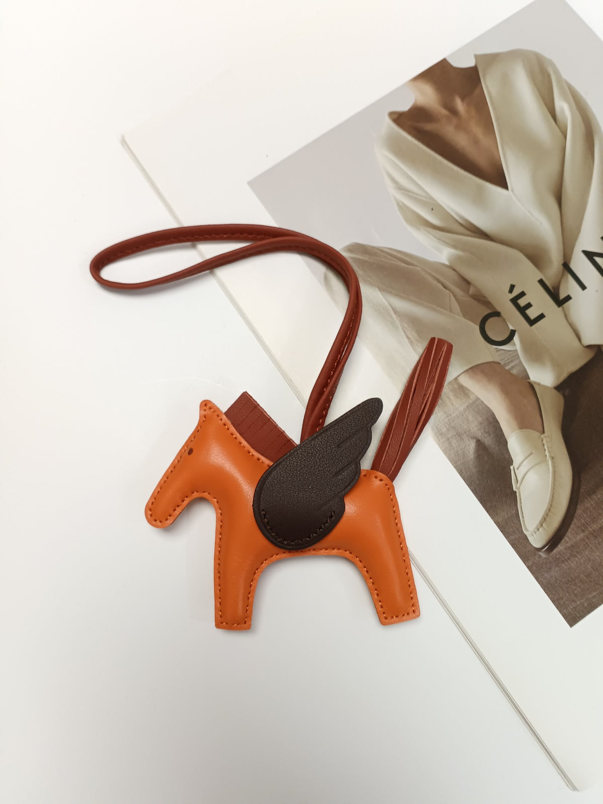 yellow genuine leather cute fashion accessory for unisex couple - alternate angle view 2
