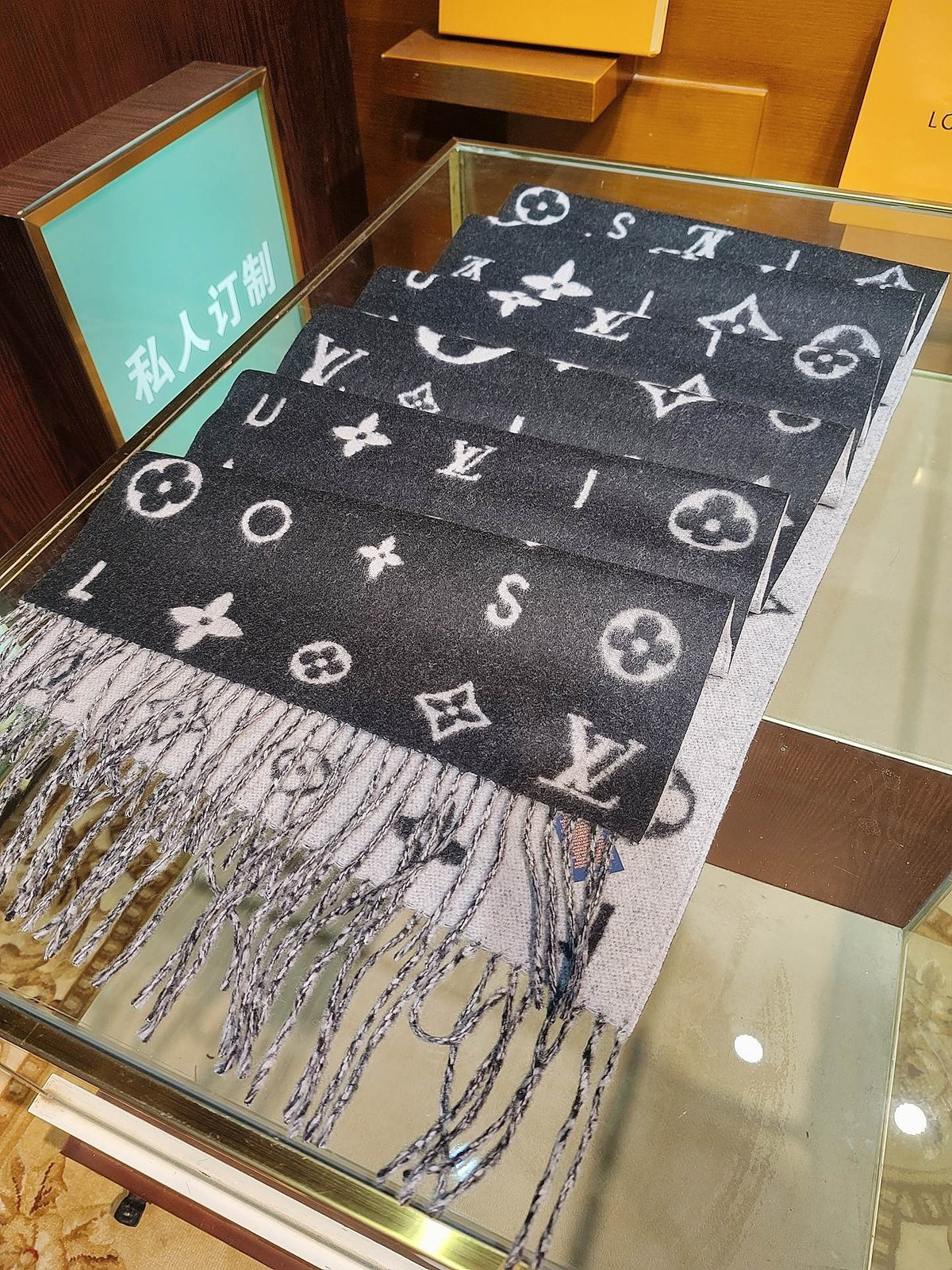 beige velvet floral Scarf for women - alternate angle view 5