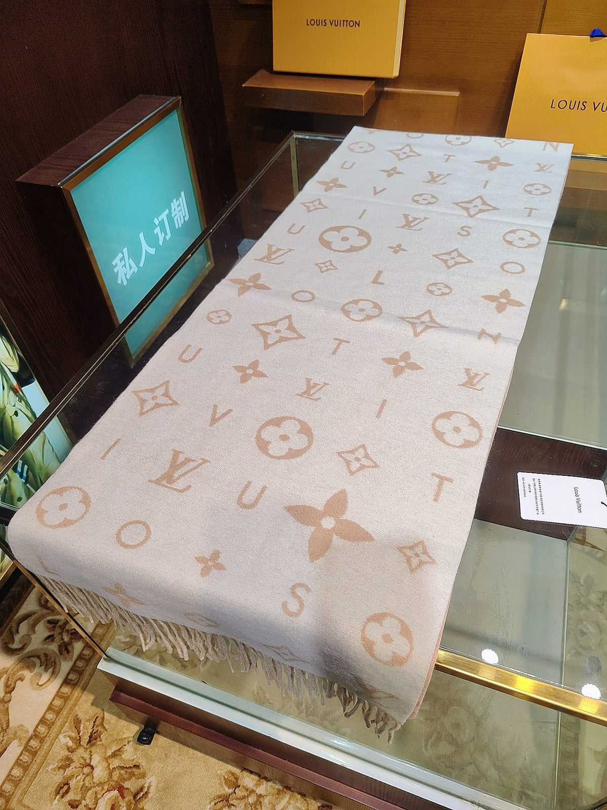 beige velvet floral Scarf for women - alternate angle view 9
