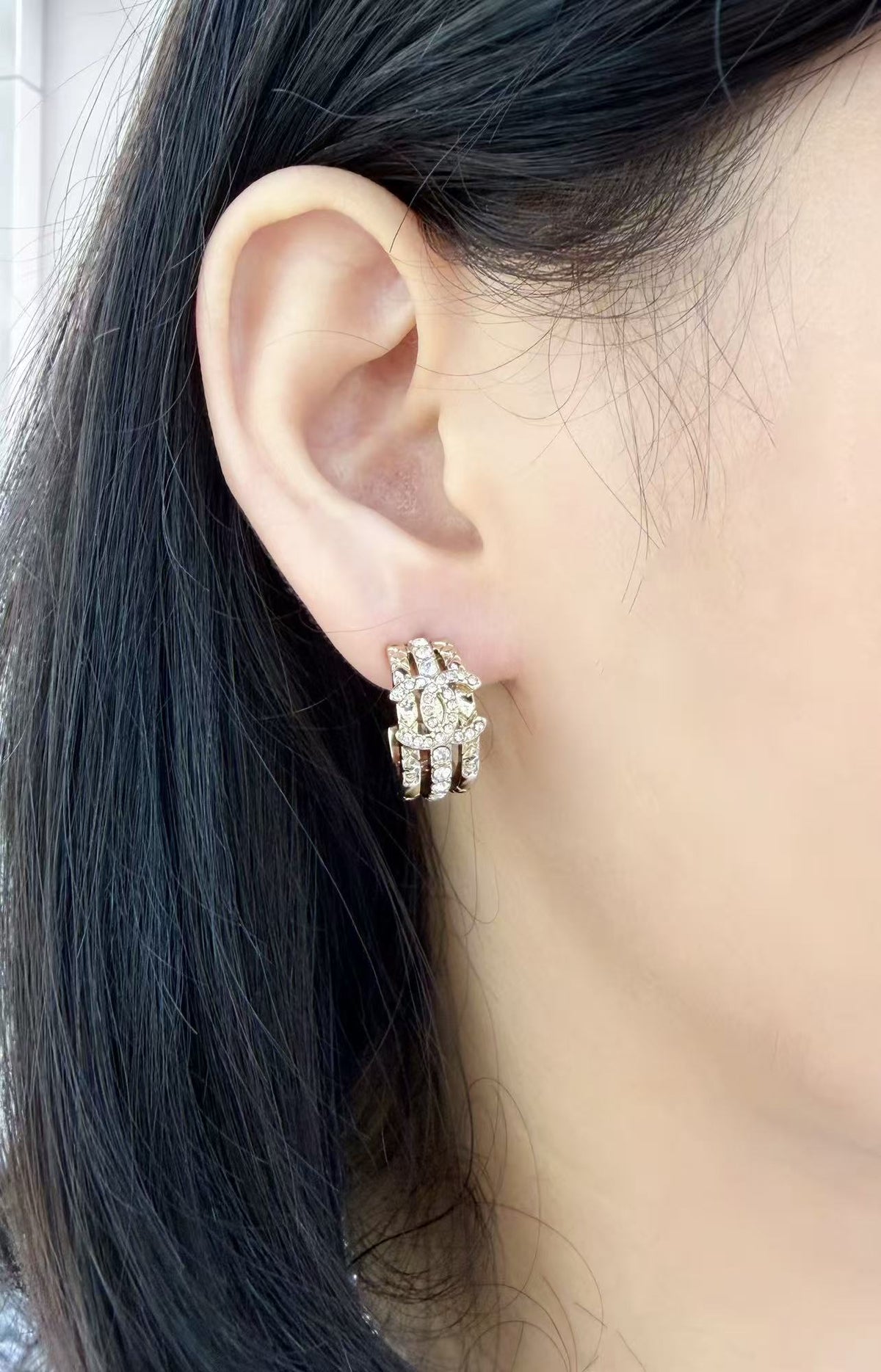 gold crystal letter Drop Earrings for women - alternate angle view 6