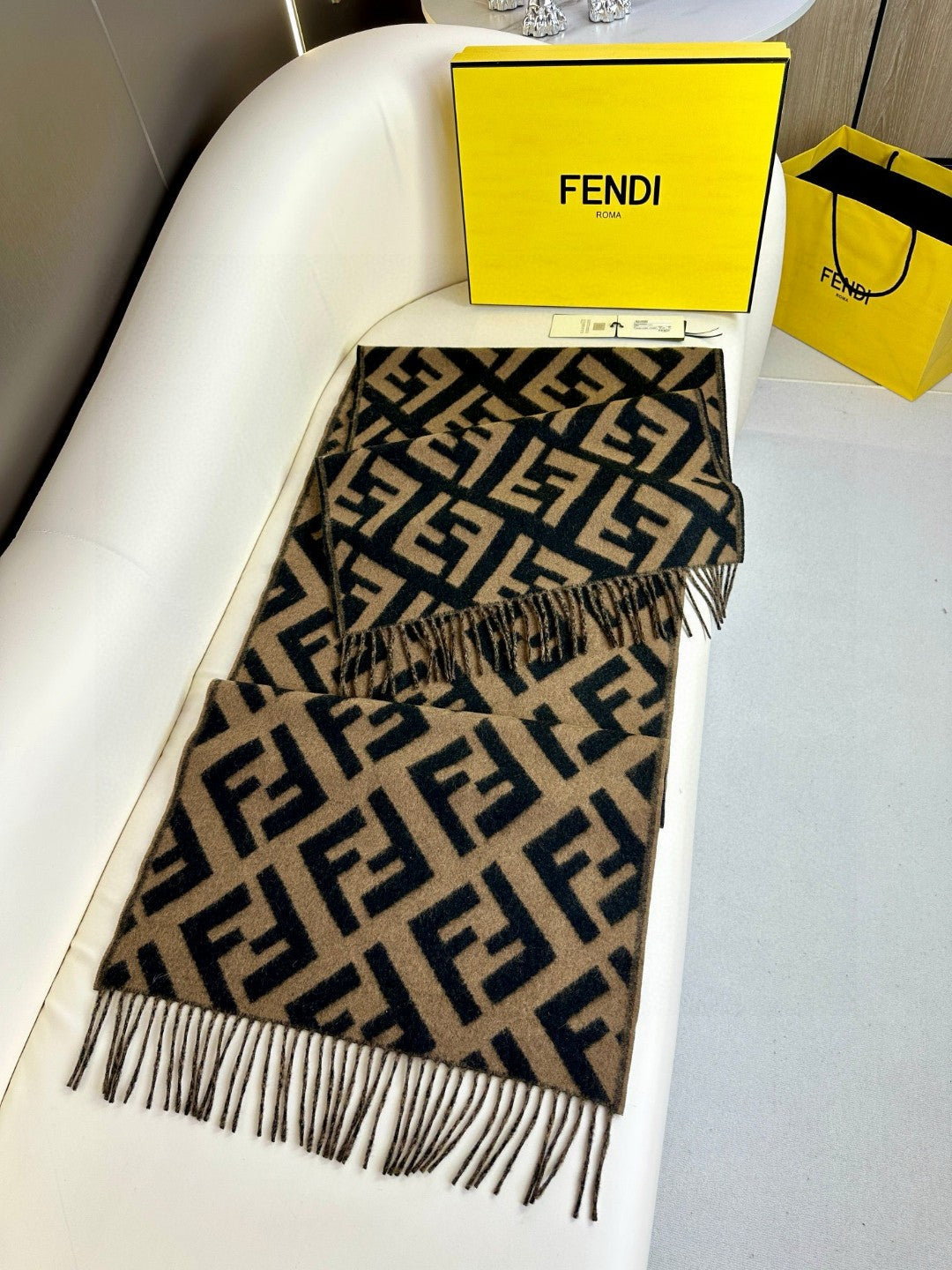 tan velvet floral Scarf for women - alternate angle view 5
