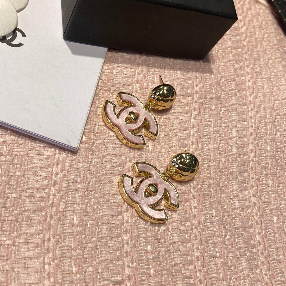 shell double c Drop Earrings for women - alternate angle view 7