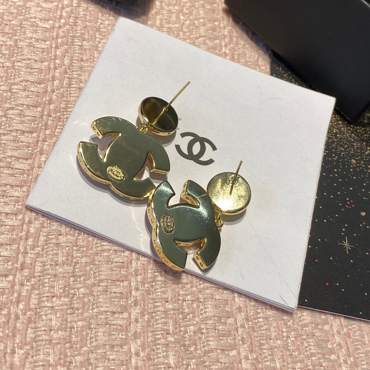shell double c Drop Earrings for women - alternate angle view 5