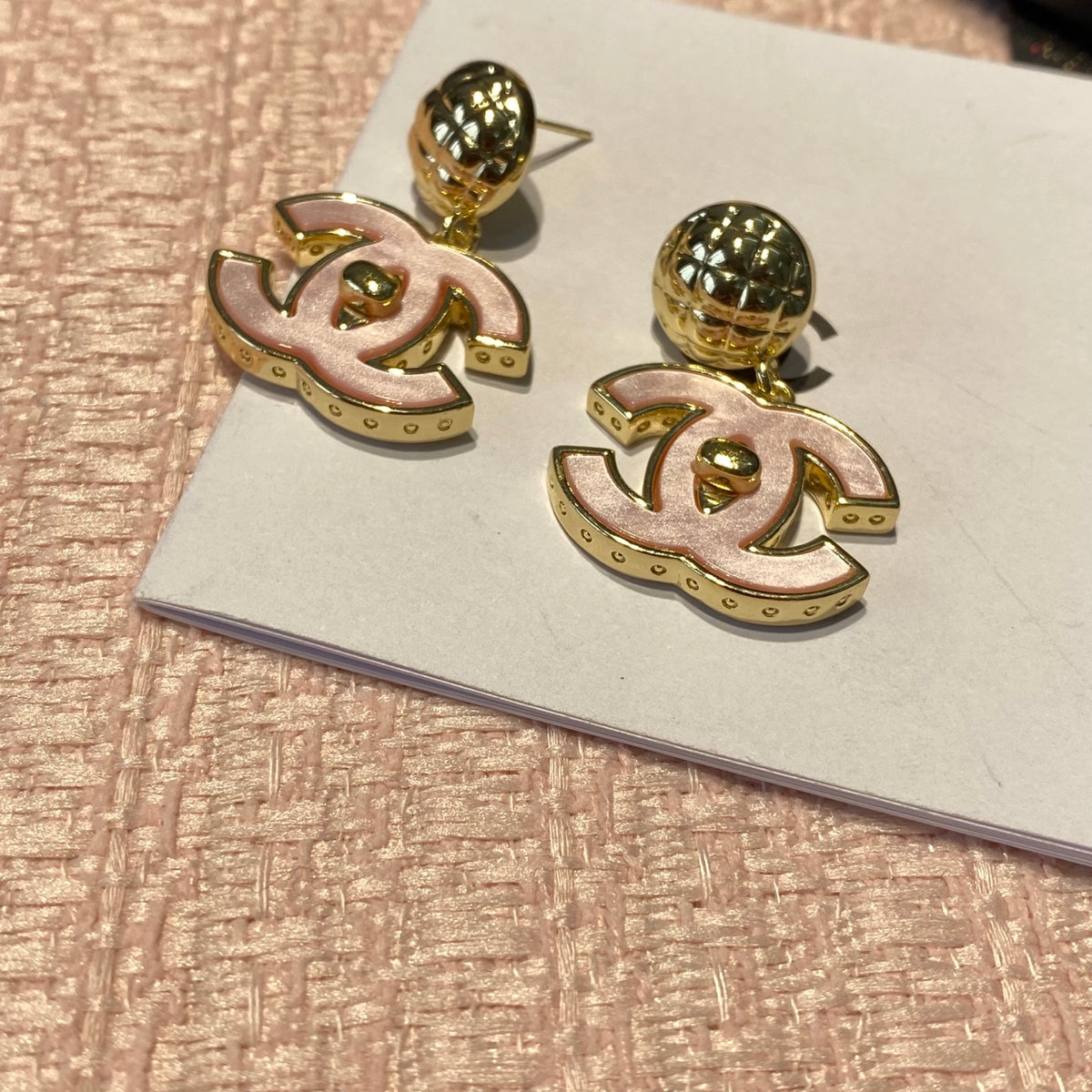 shell double c Drop Earrings for women - alternate angle view 10