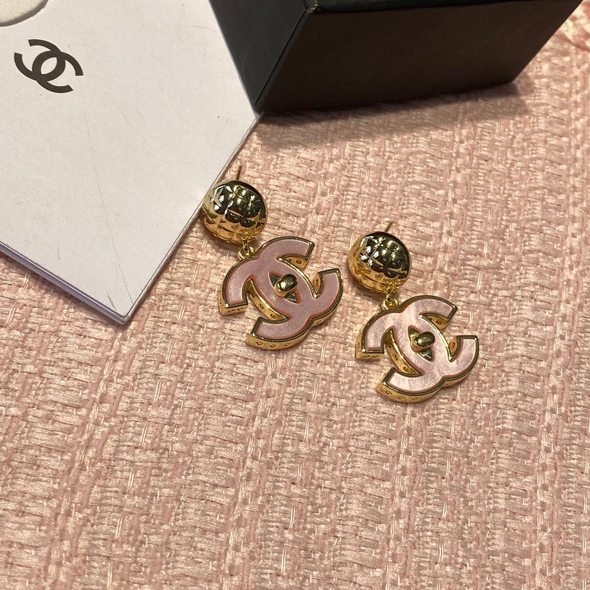 shell double c Drop Earrings for women - alternate angle view 9