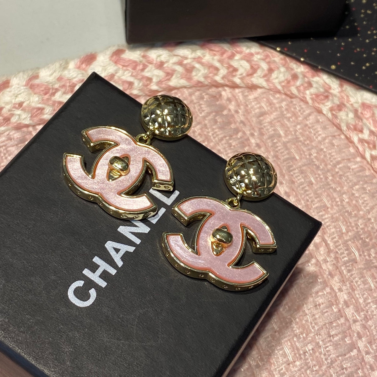 shell double c Drop Earrings for women - alternate angle view 8