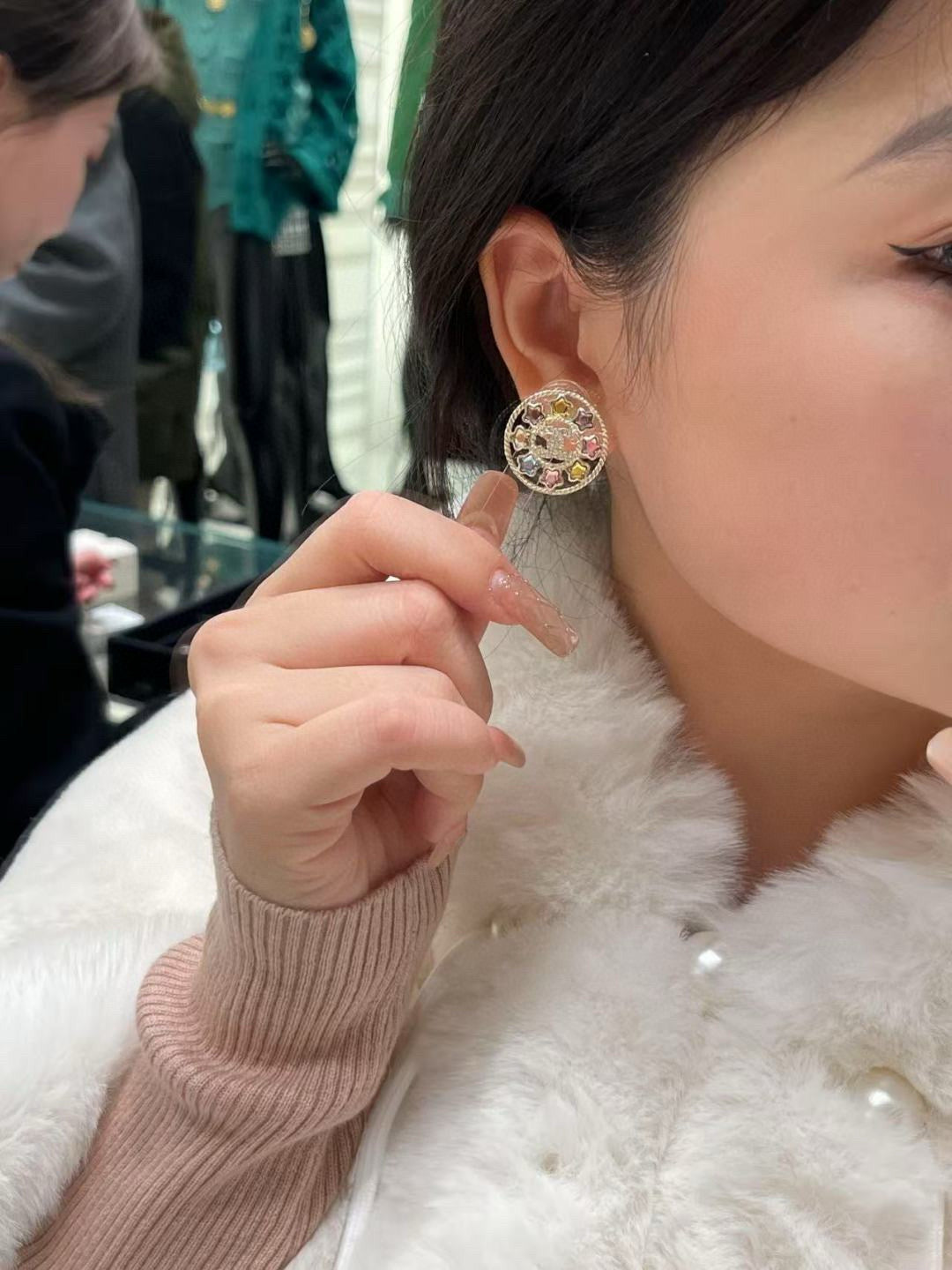 gold crystal letter Drop Earrings for women - alternate angle view 13