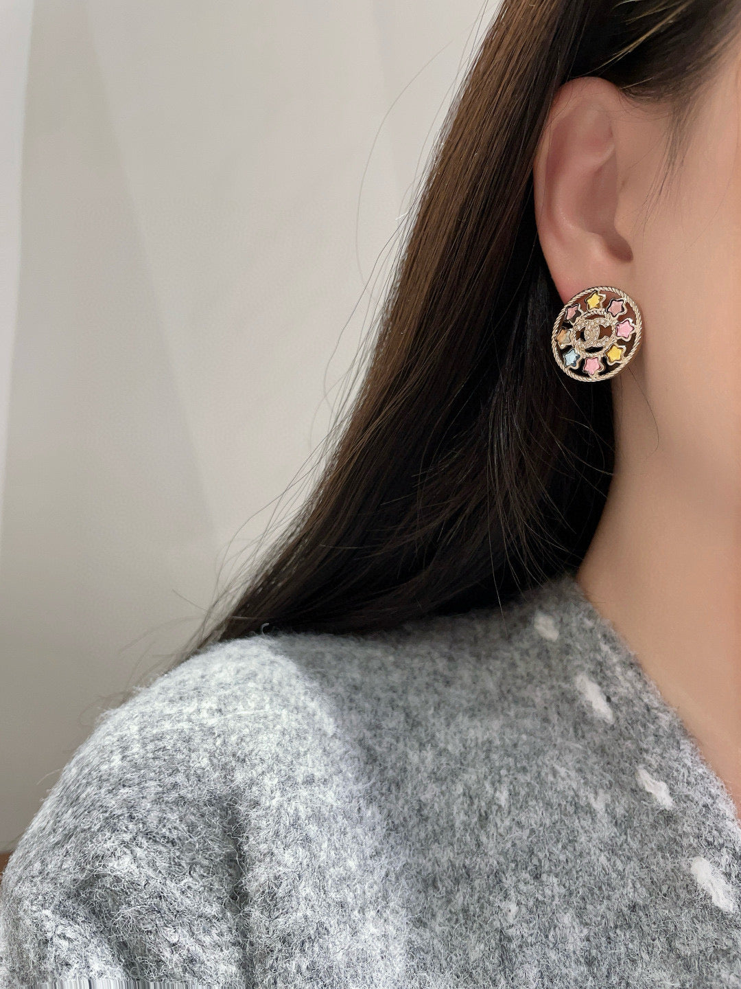 gold crystal letter Drop Earrings for women - alternate angle view 14