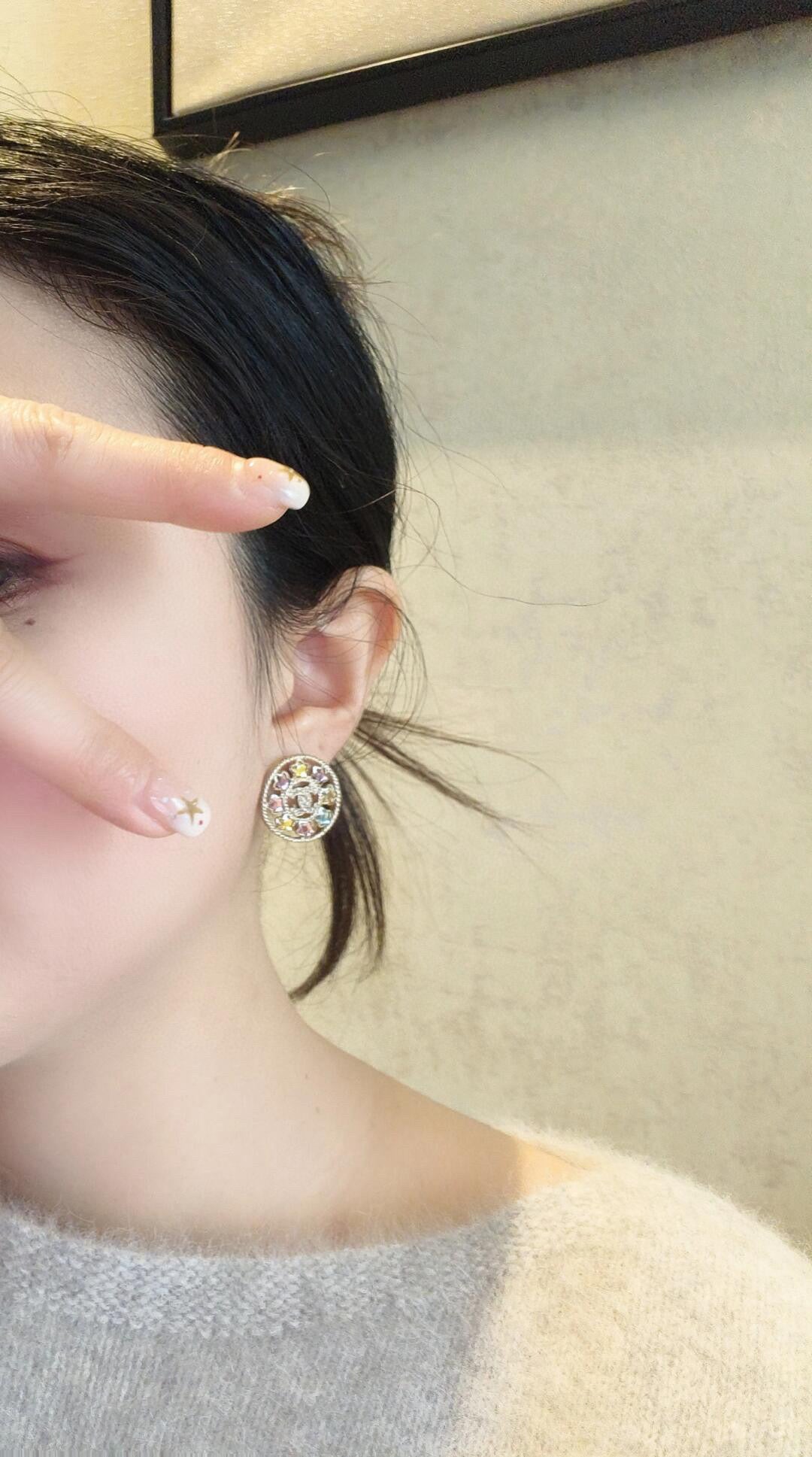 gold crystal letter Drop Earrings for women - alternate angle view 15