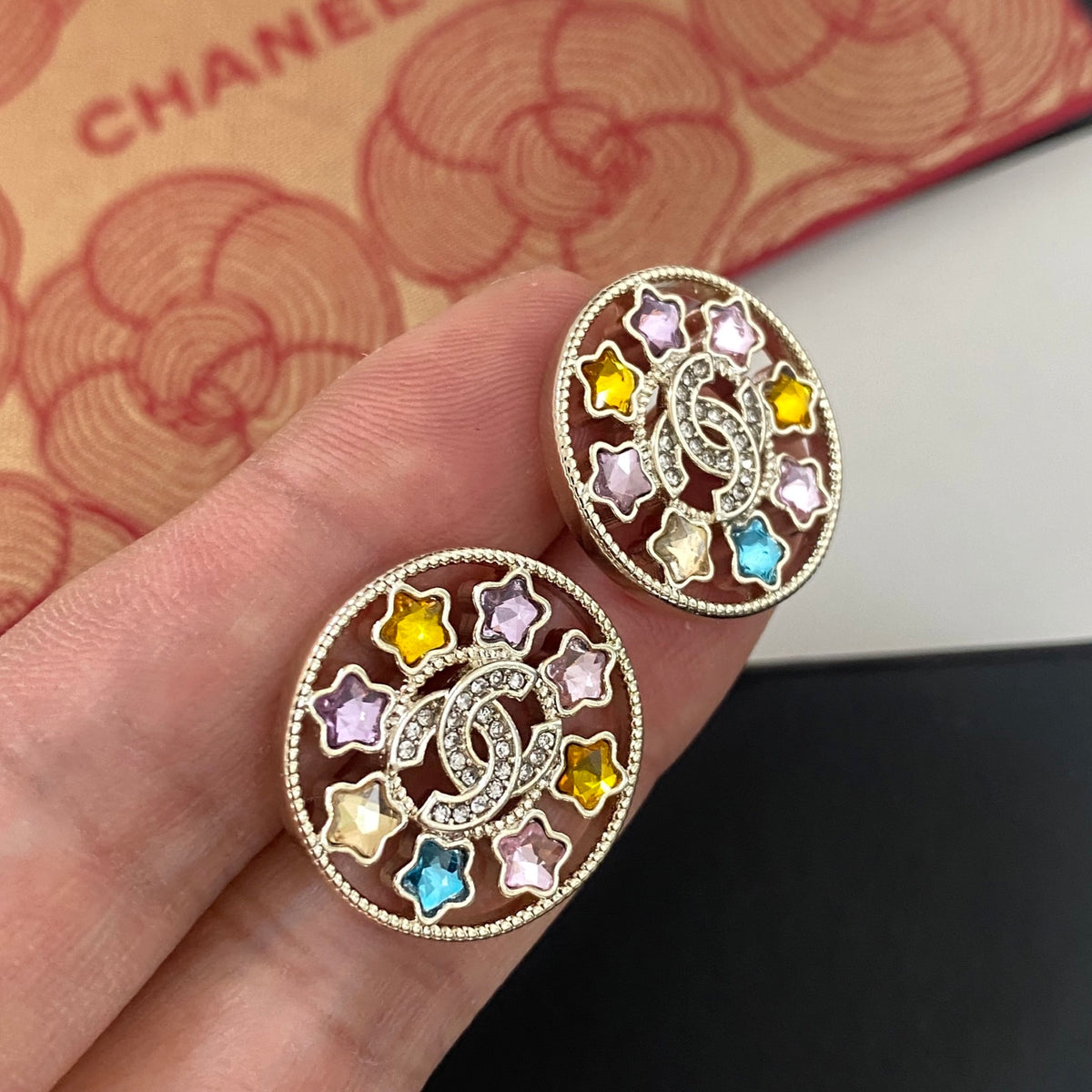 gold crystal letter Drop Earrings for women - alternate angle view 7