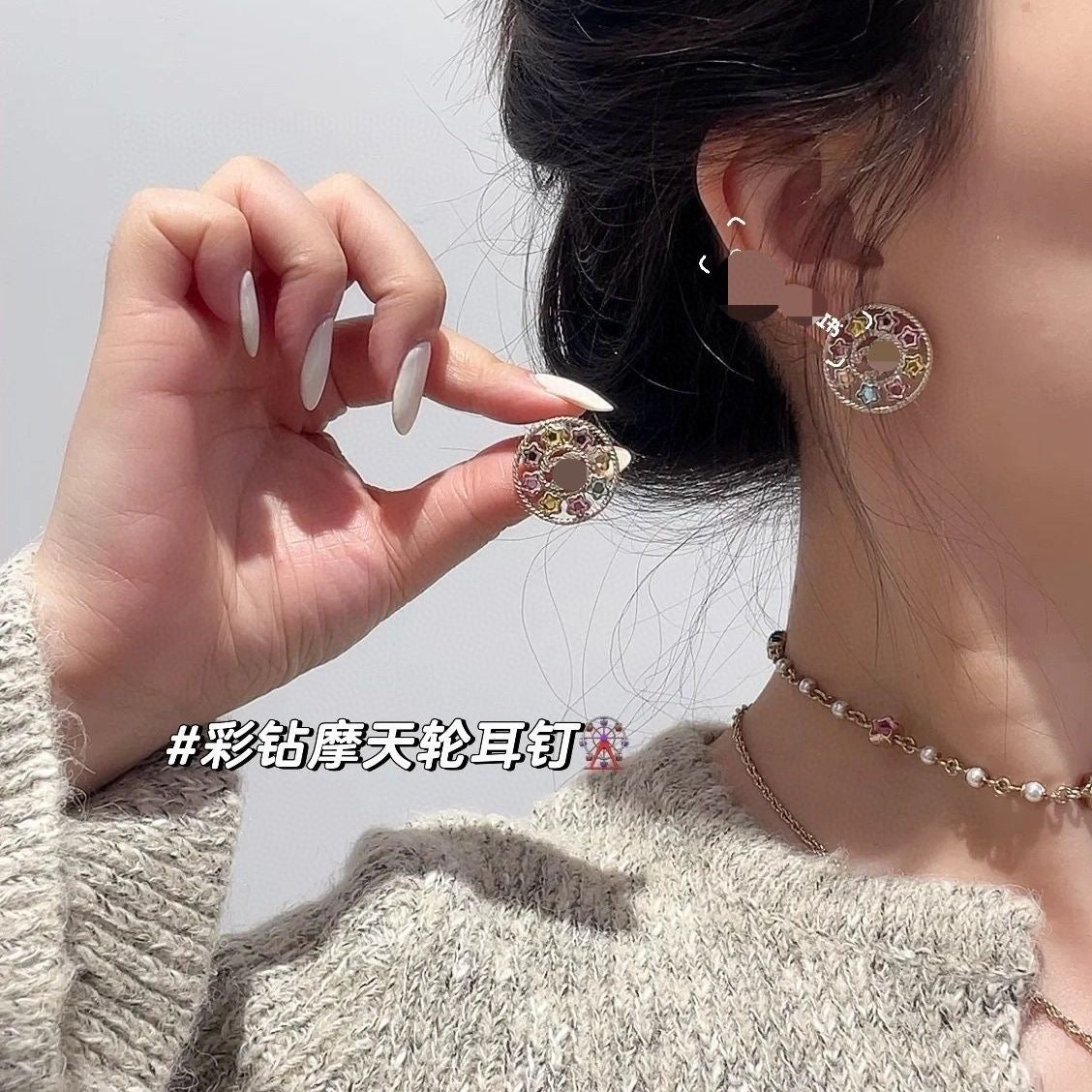 gold crystal letter Drop Earrings for women - alternate angle view 8