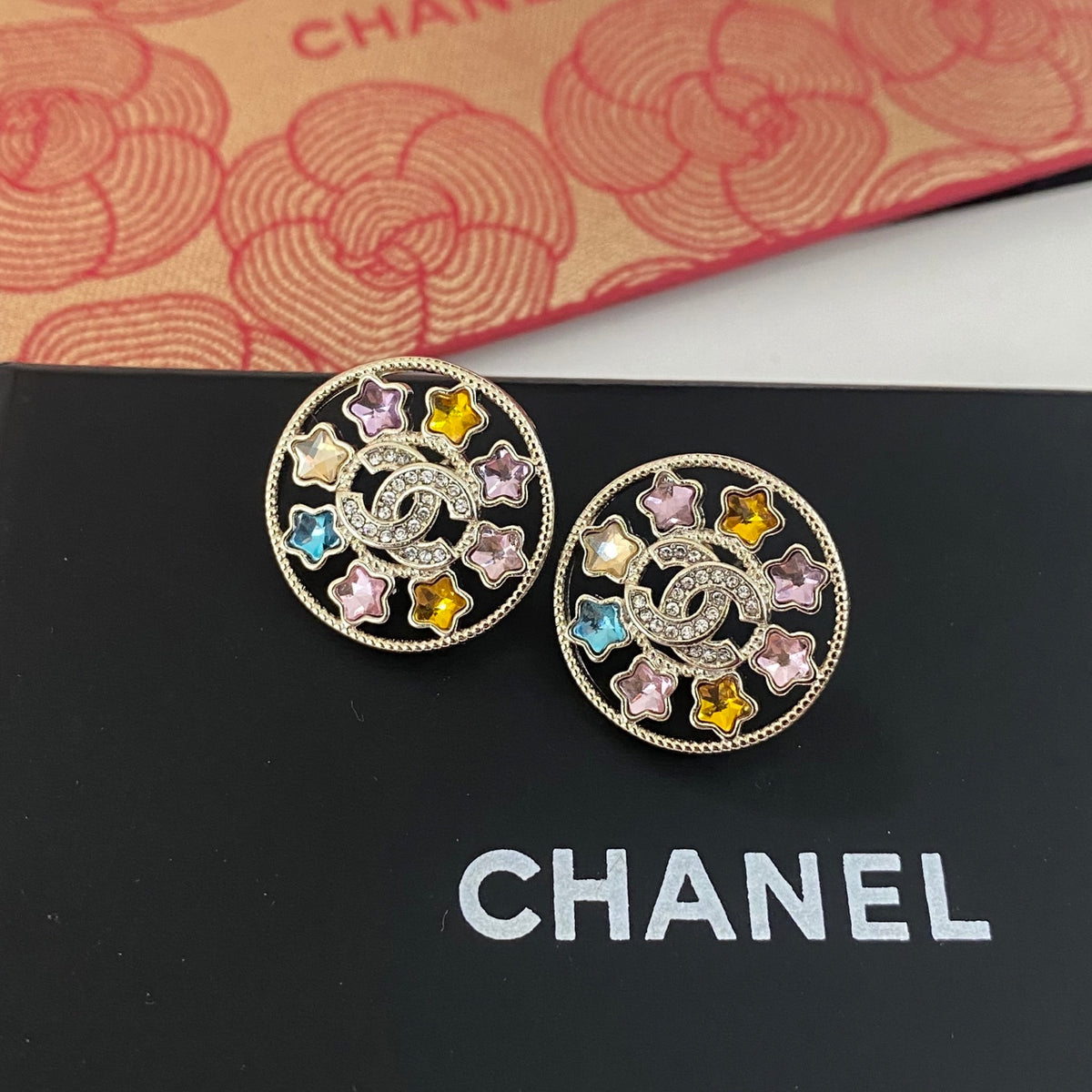 gold crystal letter Drop Earrings for women - alternate angle view 6