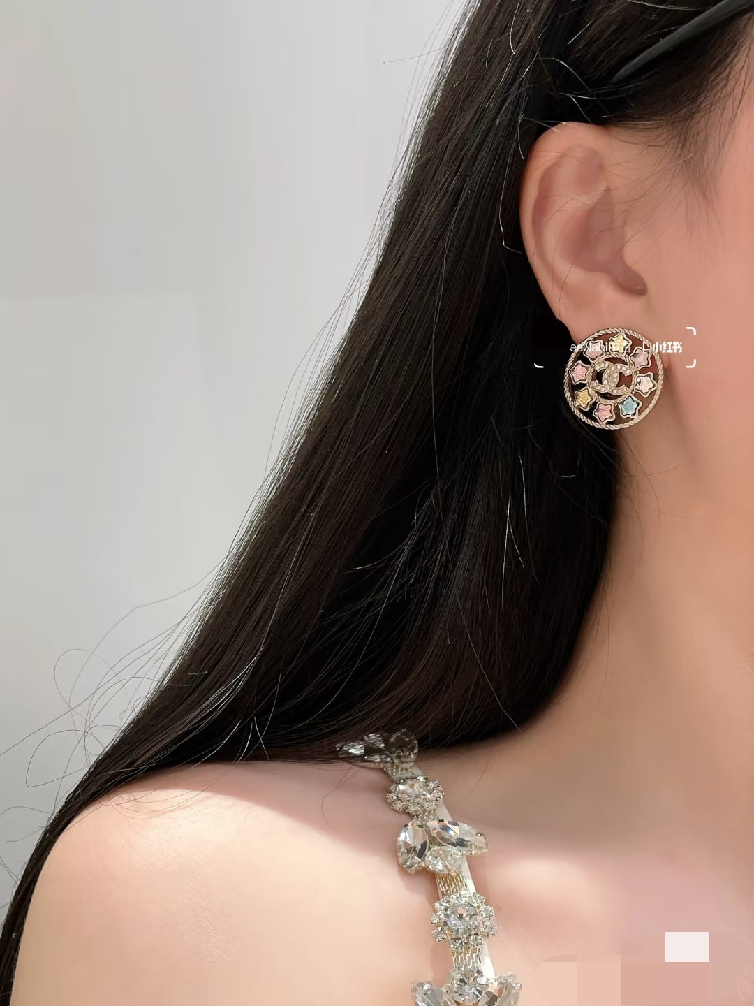 gold crystal letter Drop Earrings for women - alternate angle view 16
