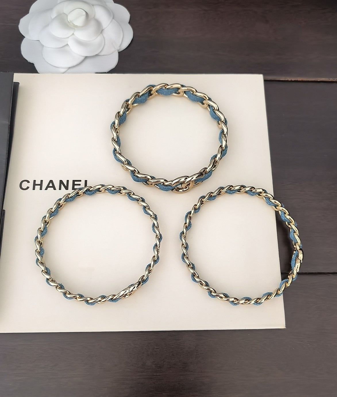 blue brass Bangle for women - alternate angle view 3