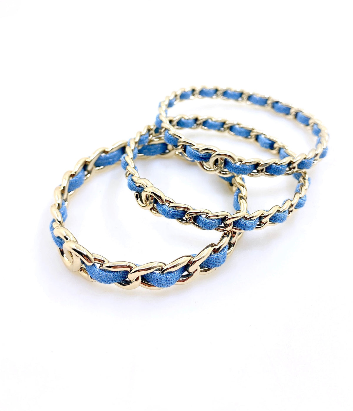 blue brass Bangle for women - alternate angle view 2