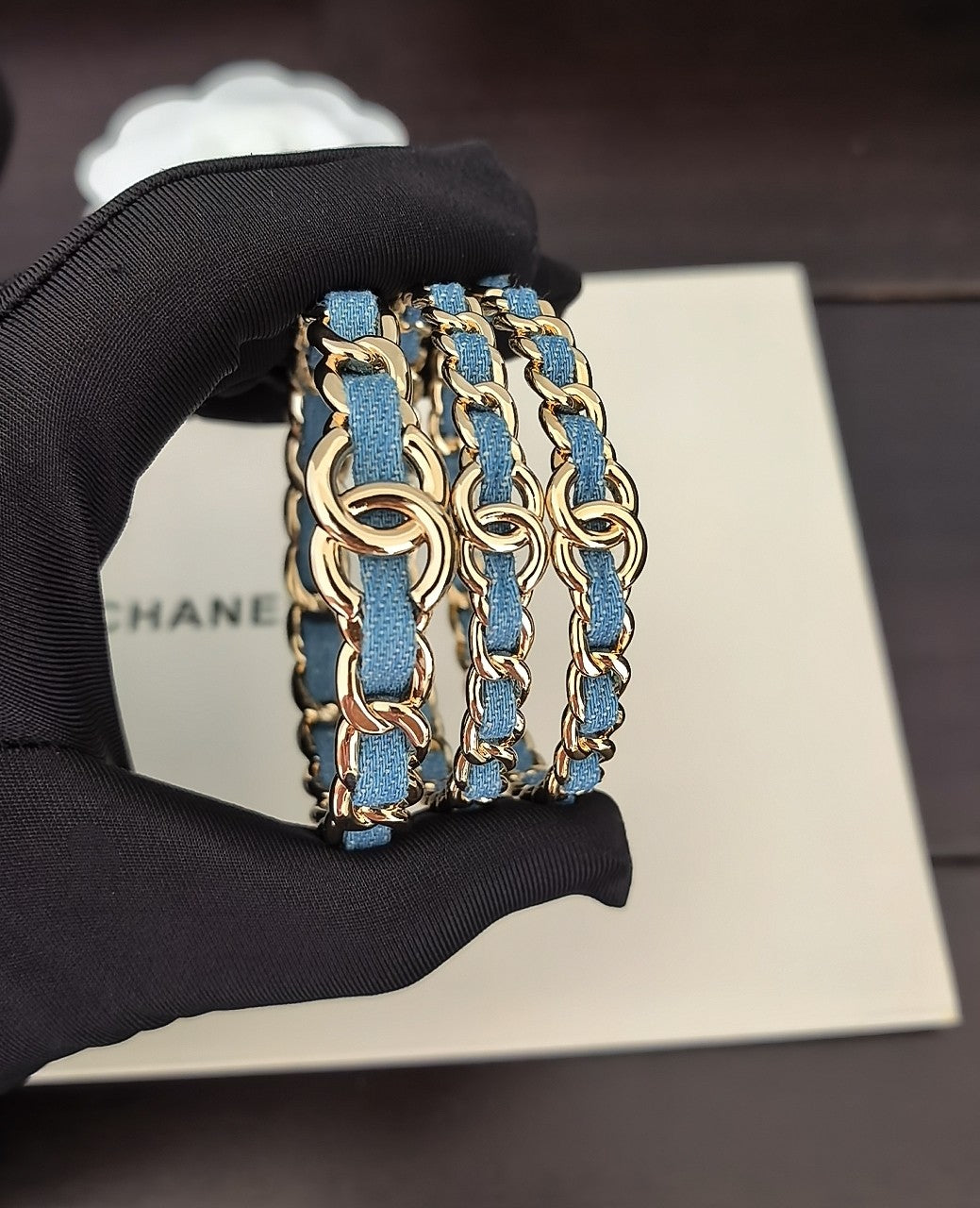 blue brass Bangle for women - alternate angle view 4