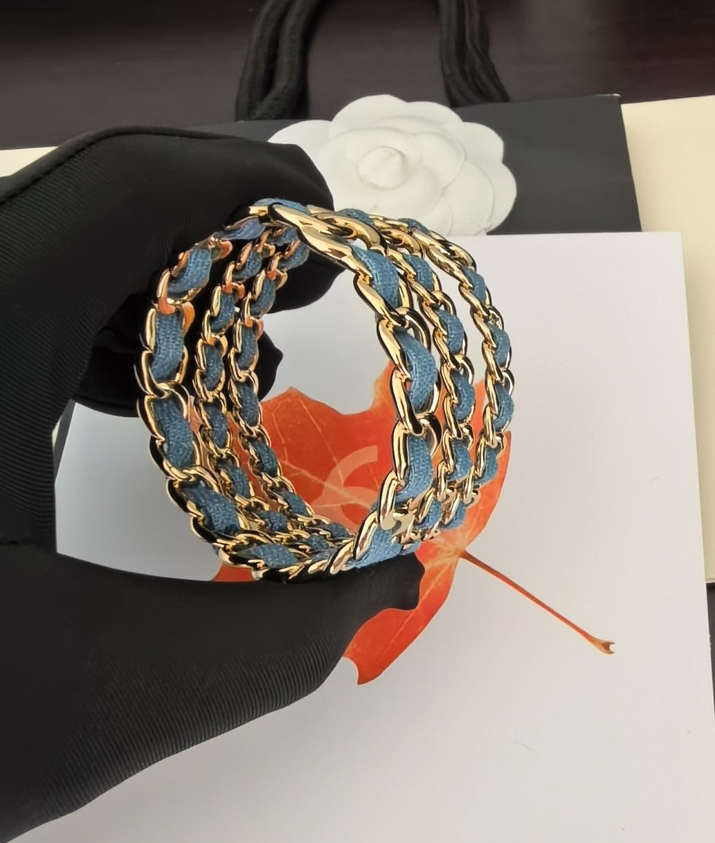 blue brass Bangle for women - alternate angle view 7