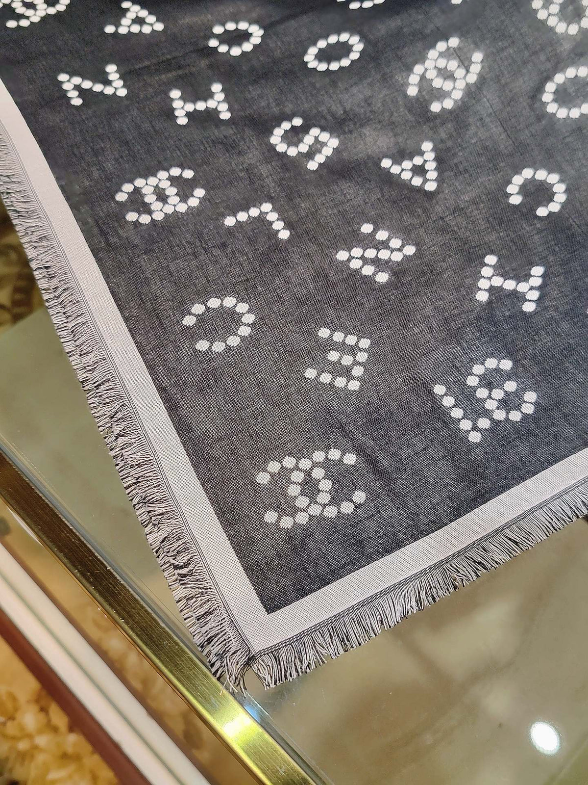 gray velvet floral Shawl for women - alternate angle view 2