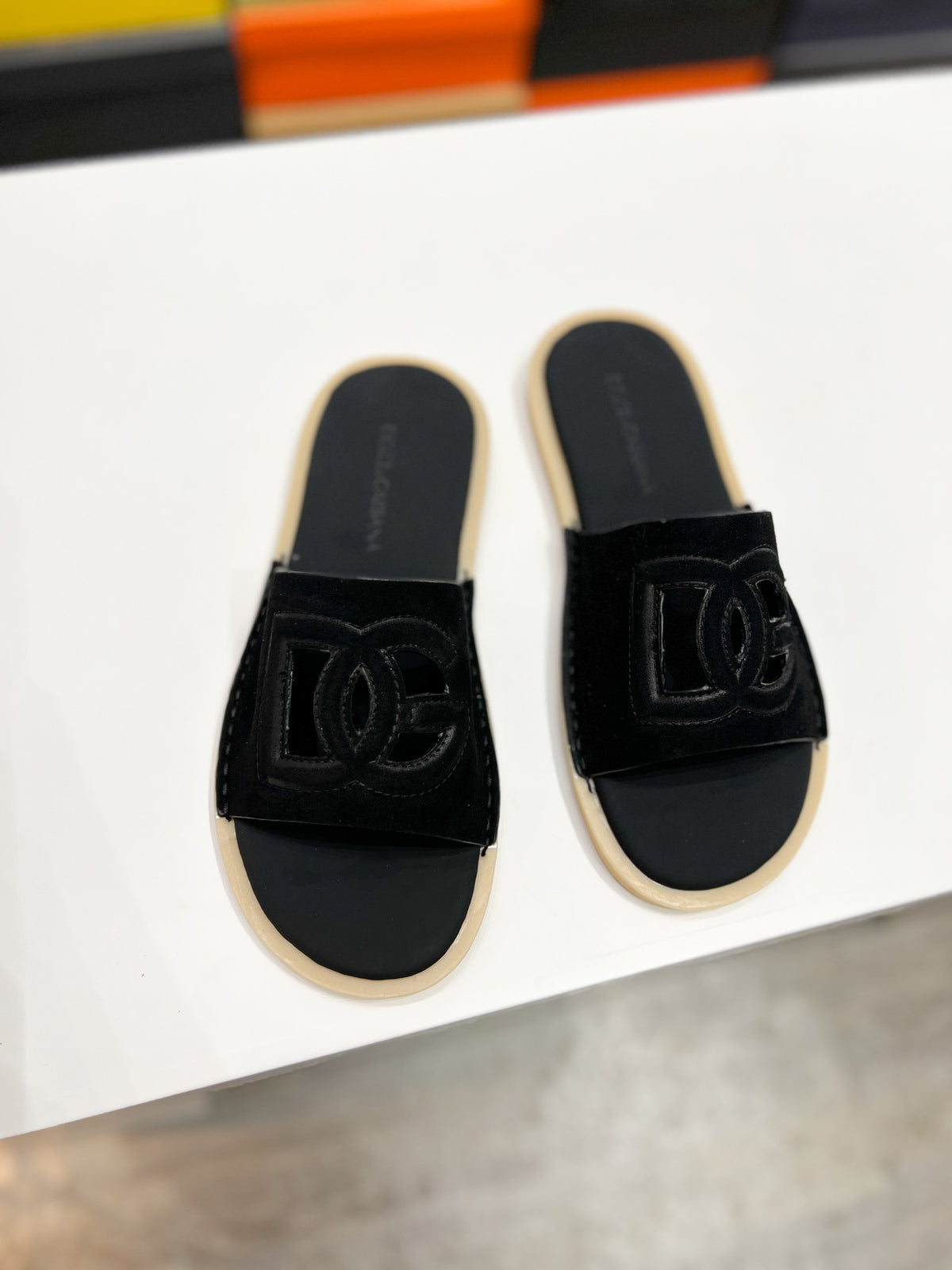 Dolce & Gabbana DG Men's Leather Strap Sandals with Aluminum Buckle
