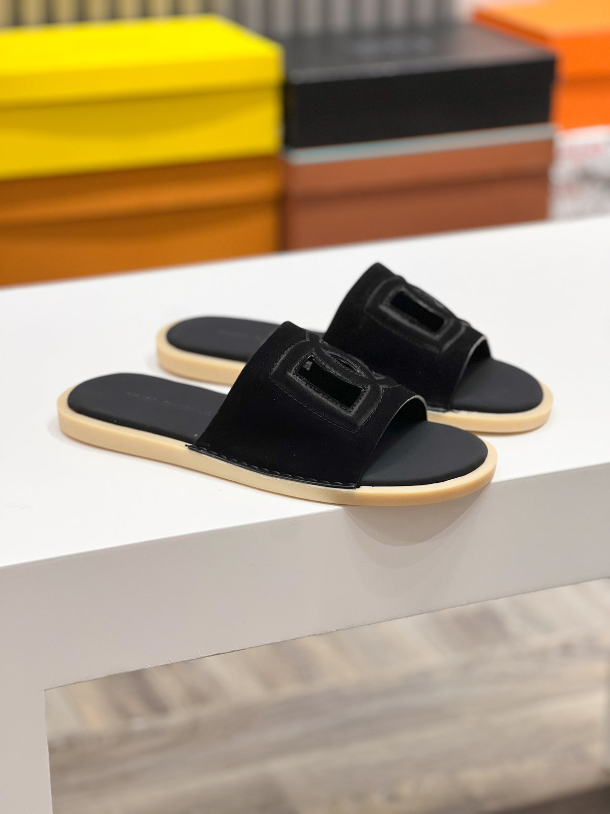 Dolce & Gabbana DG Men's Leather Strap Sandals with Aluminum Buckle