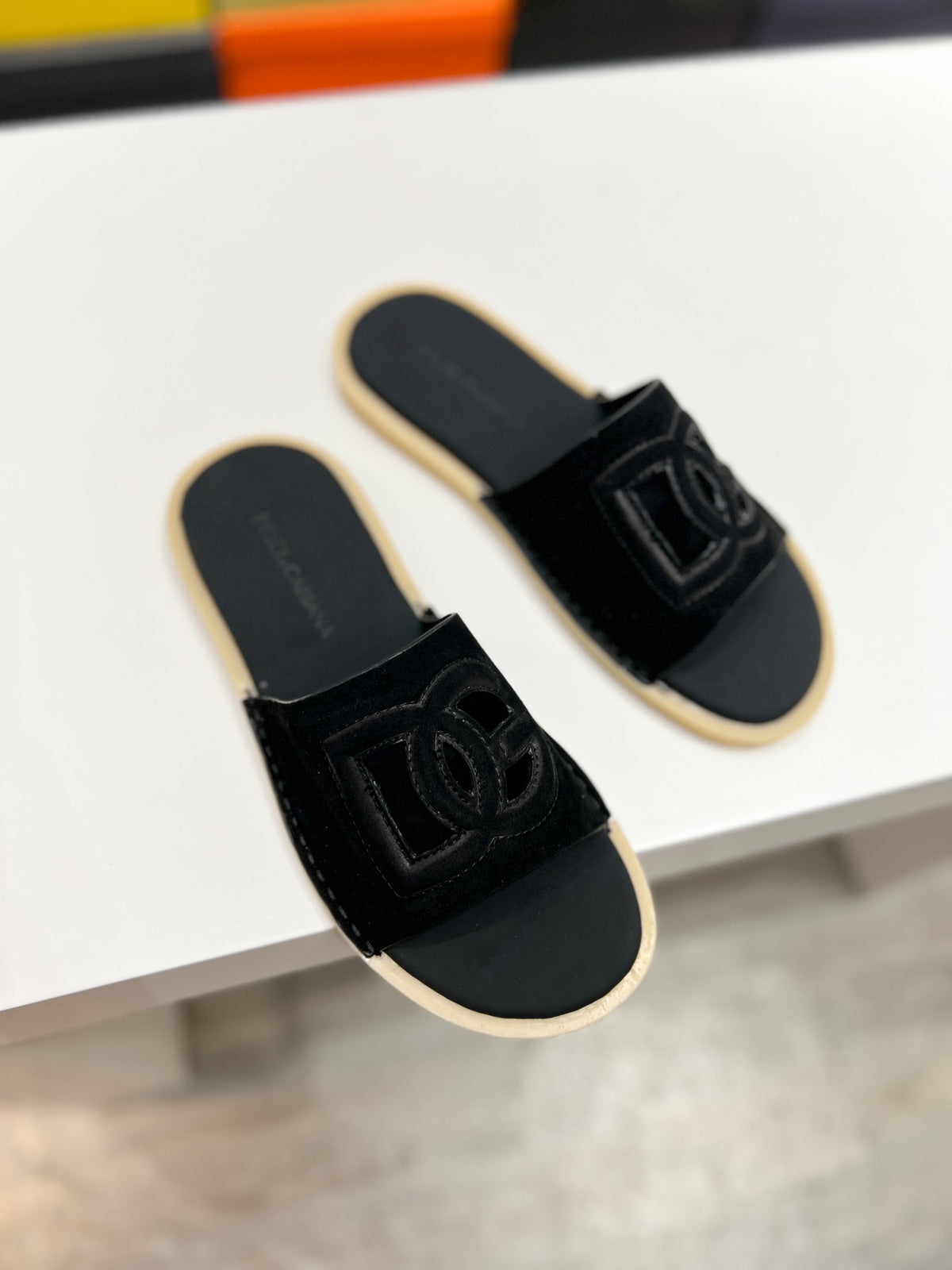 Dolce & Gabbana DG Men's Leather Strap Sandals with Aluminum Buckle