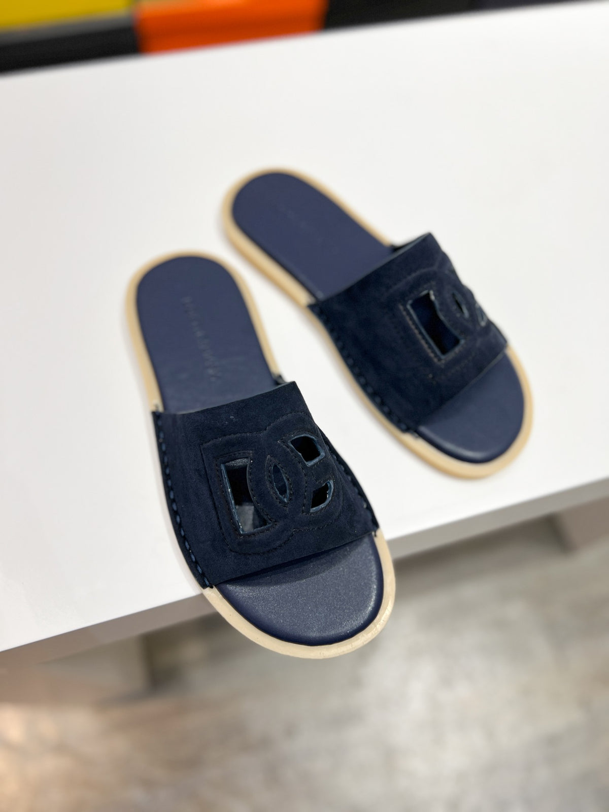 Dolce & Gabbana DG Men's Leather Strap Sandals with Aluminum Buckle