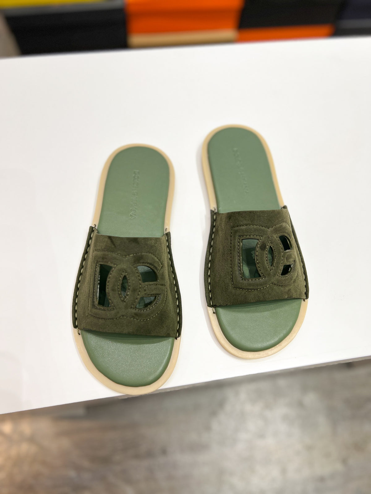 Dolce & Gabbana DG Men's Leather Strap Sandals with Aluminum Buckle