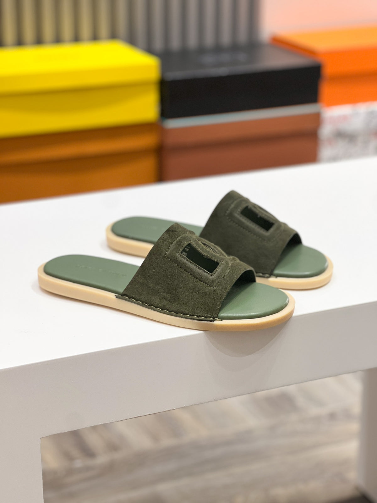 Dolce & Gabbana DG Men's Leather Strap Sandals with Aluminum Buckle