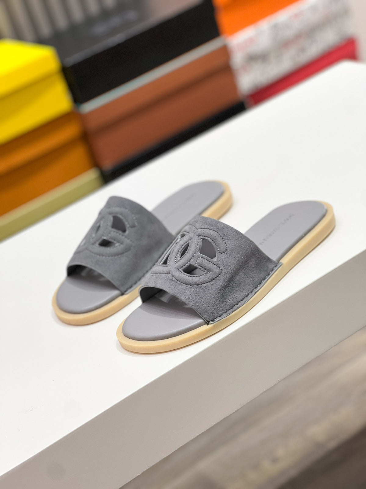 Dolce & Gabbana DG Men's Leather Strap Sandals with Aluminum Buckle