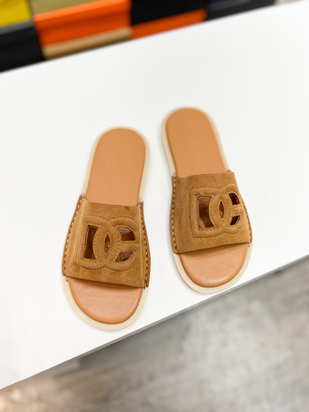 Dolce & Gabbana DG Men's Leather Strap Sandals with Aluminum Buckle