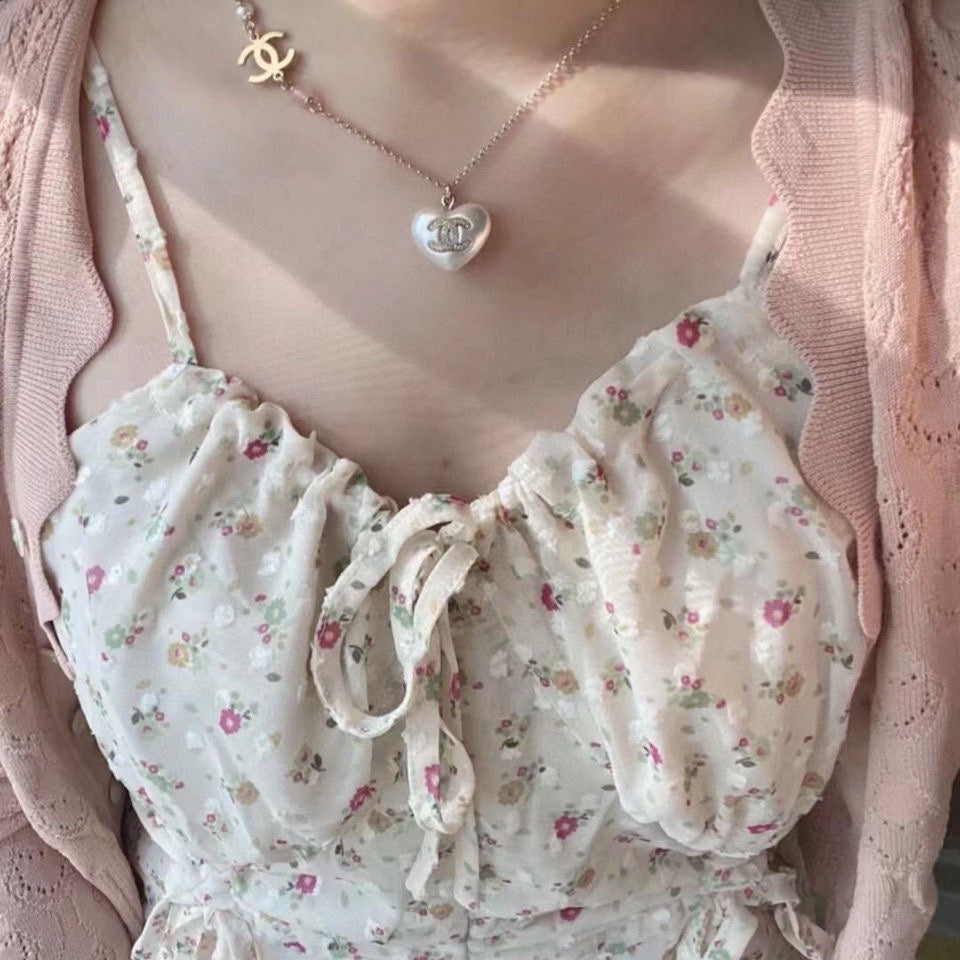 pearl heart Necklace for women - alternate angle view 4