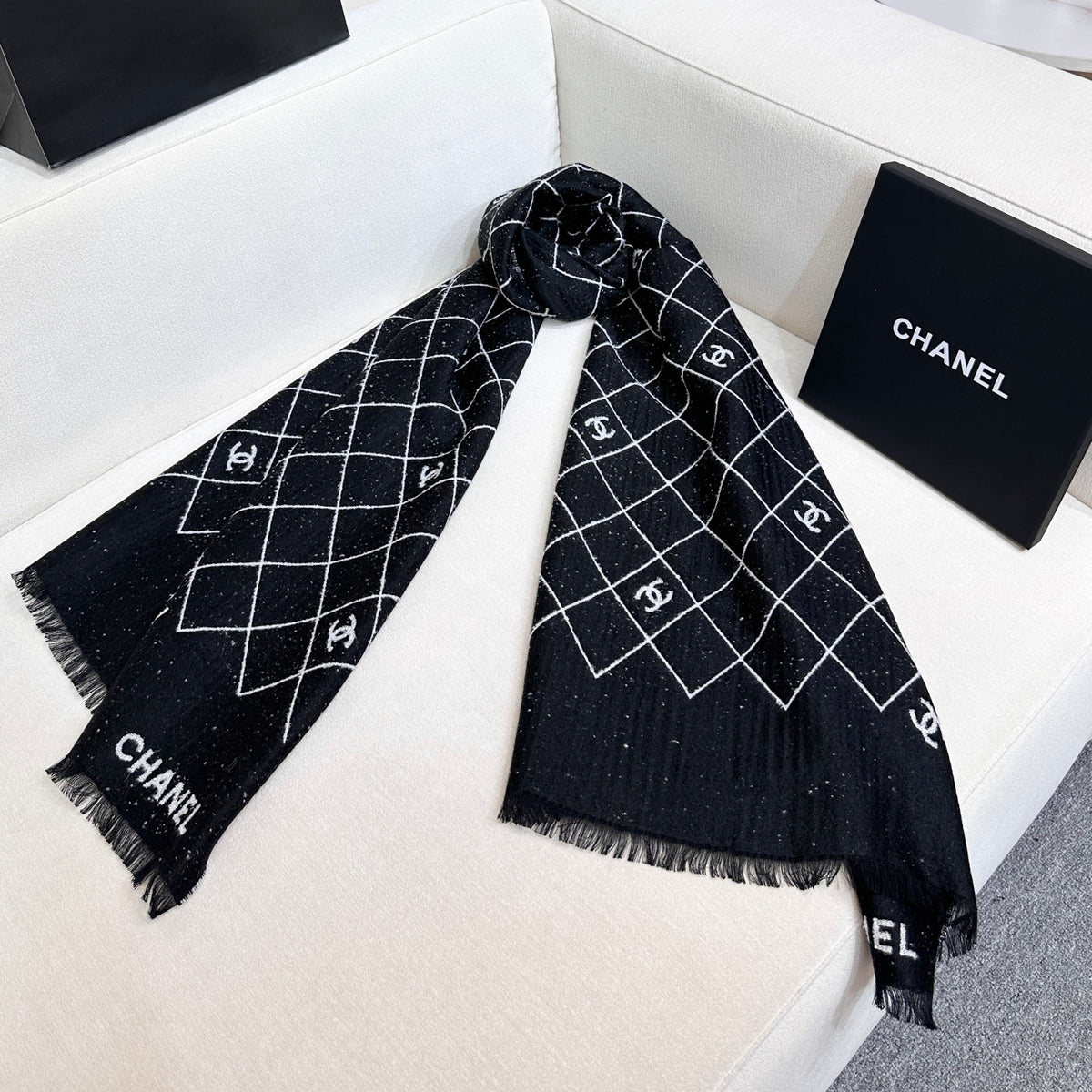 gray wool floral Shawl for women - alternate angle view 4