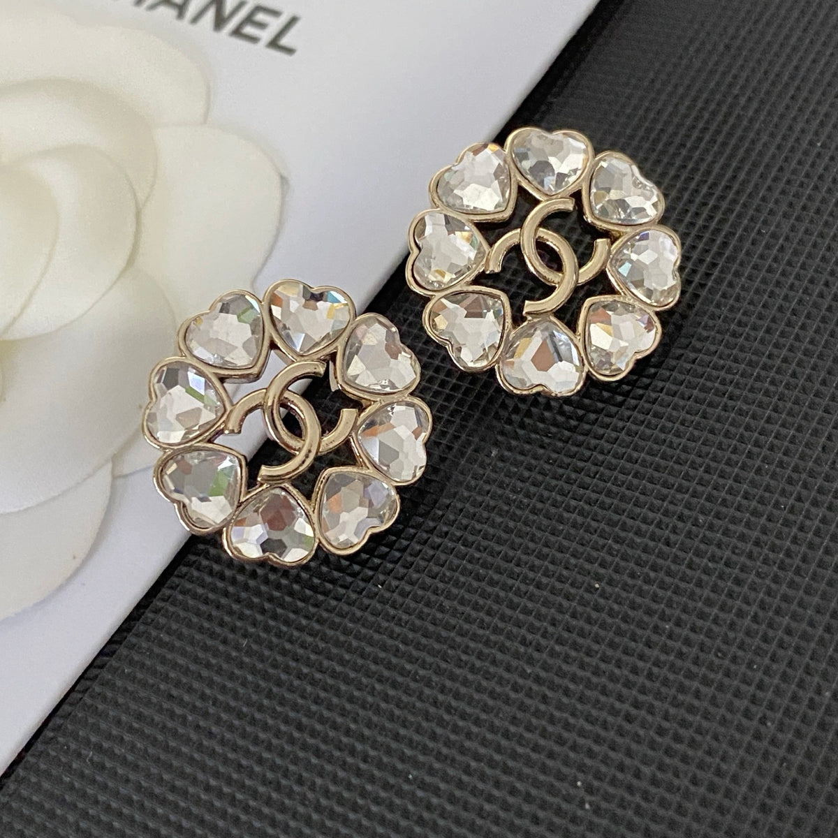 crystal heart Stud Earrings for women - alternate angle view 7