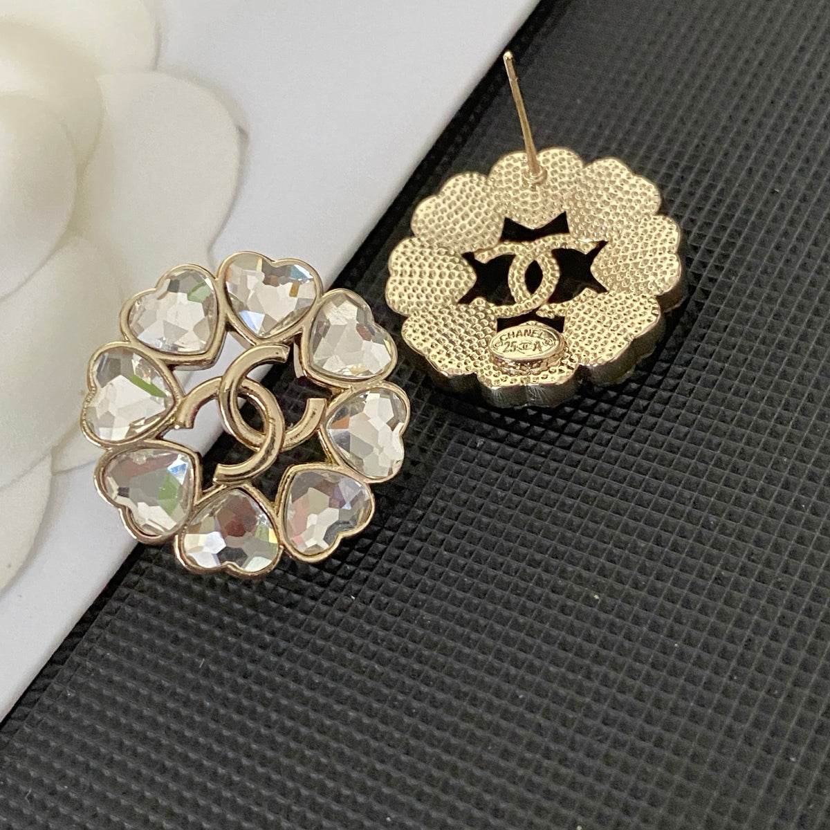 crystal heart Stud Earrings for women - alternate angle view 5