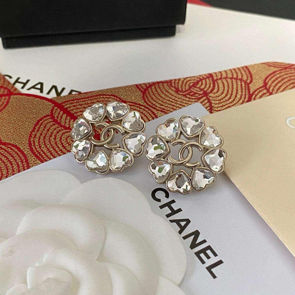crystal heart Stud Earrings for women - product detail view