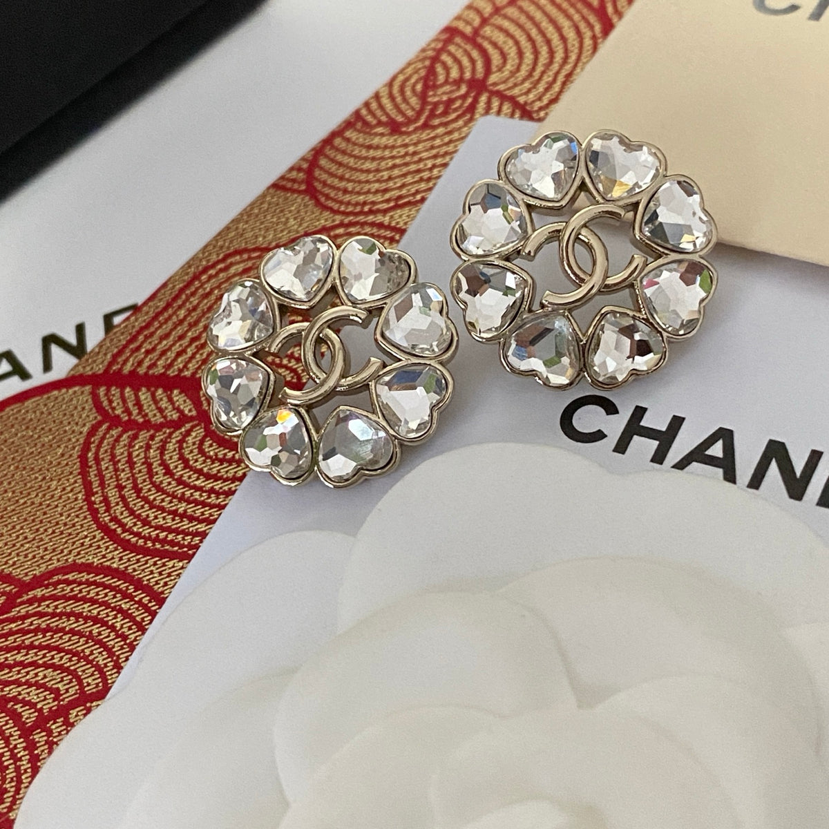 crystal heart Stud Earrings for women - alternate angle view 4