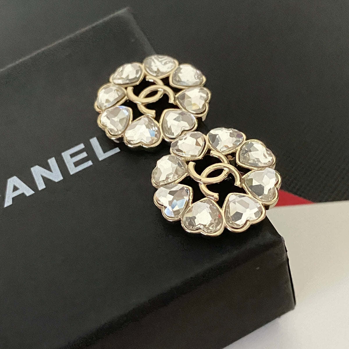 crystal heart Stud Earrings for women - alternate angle view 3