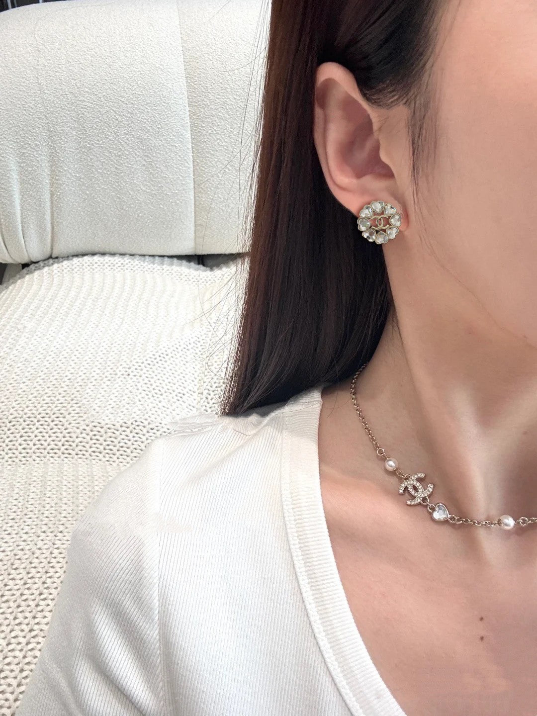 crystal heart Stud Earrings for women - alternate angle view 6