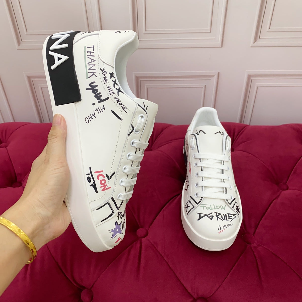 Dolce & Gabbana DG Heavy-Craft Calfskin Sneakers with 5D Accents