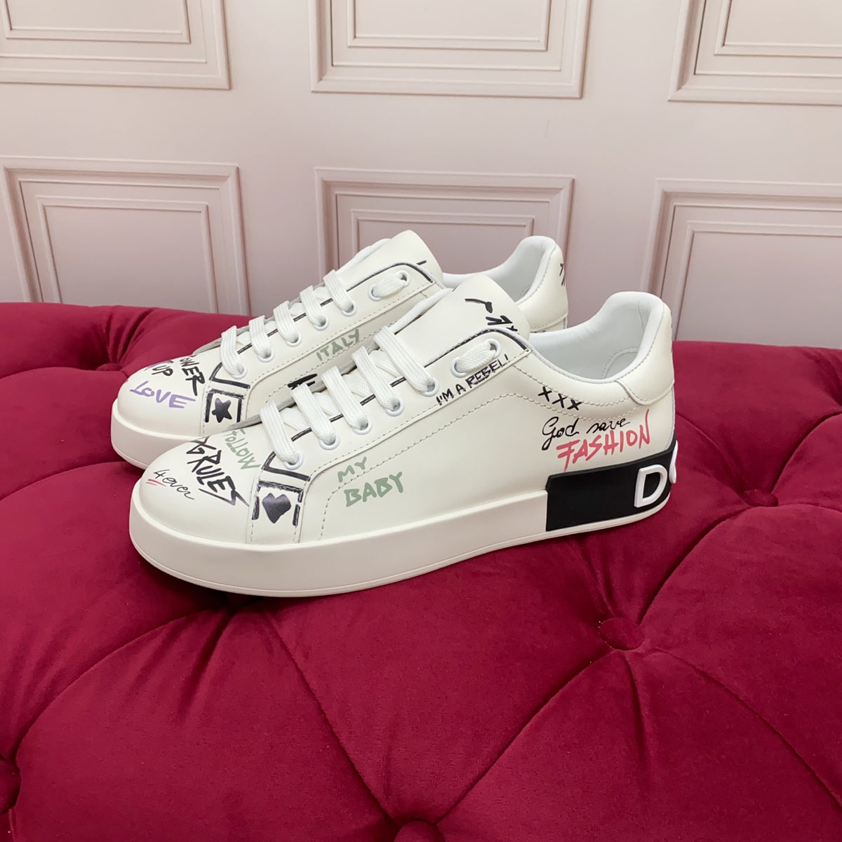 Dolce & Gabbana DG Heavy-Craft Calfskin Sneakers with 5D Accents