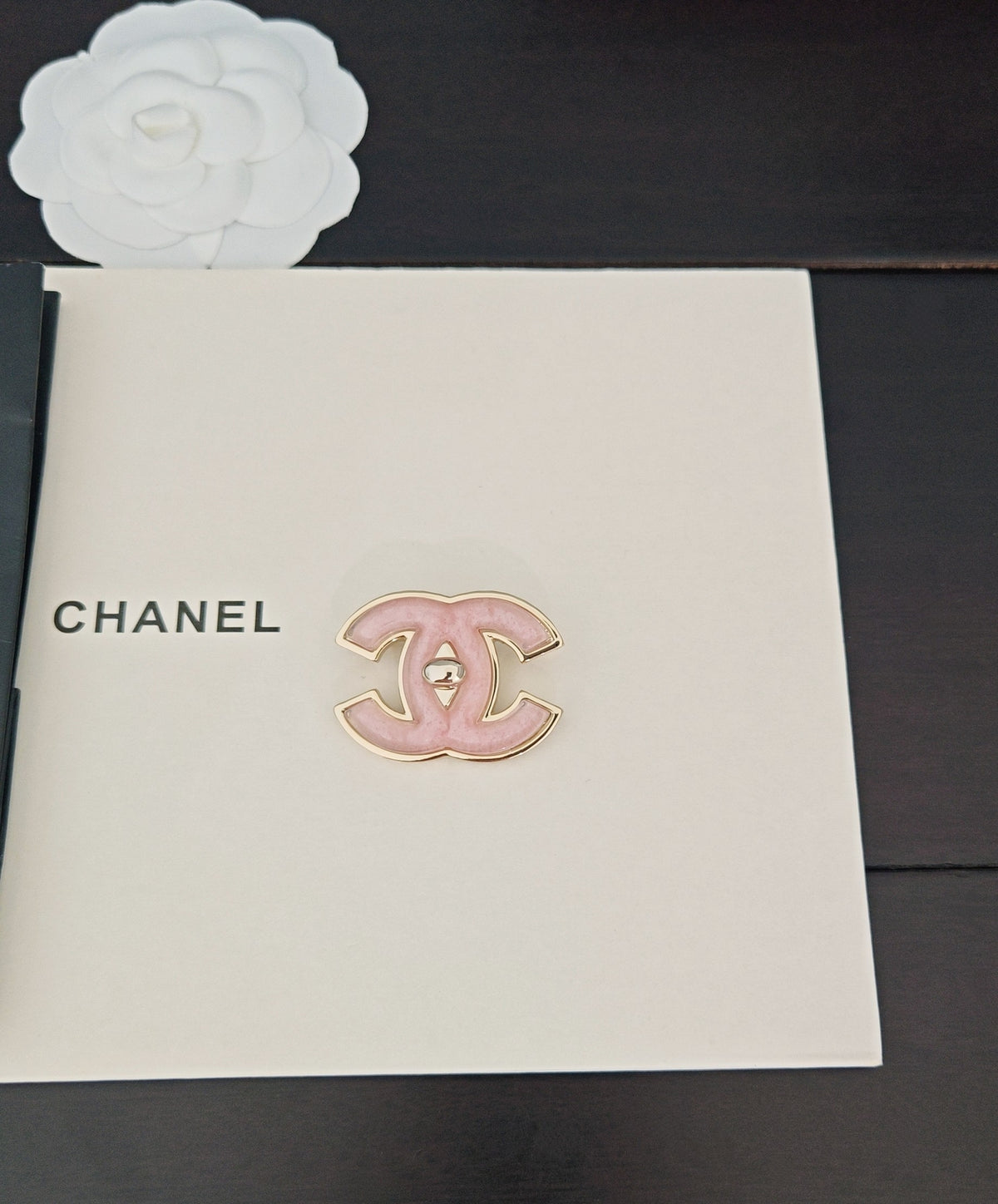 pink brass Brooch for women - alternate angle view 3