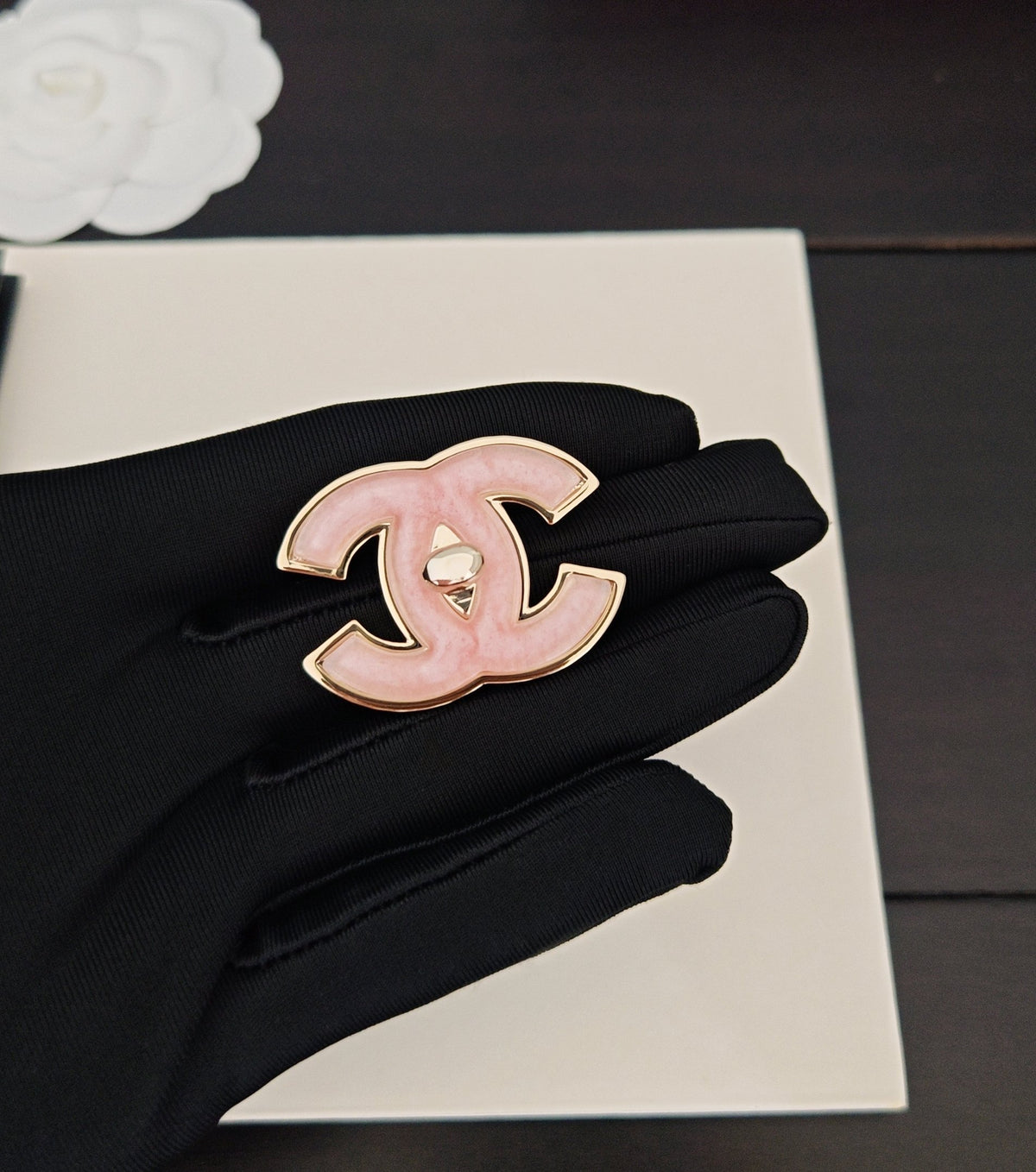 pink brass Brooch for women - product detail view