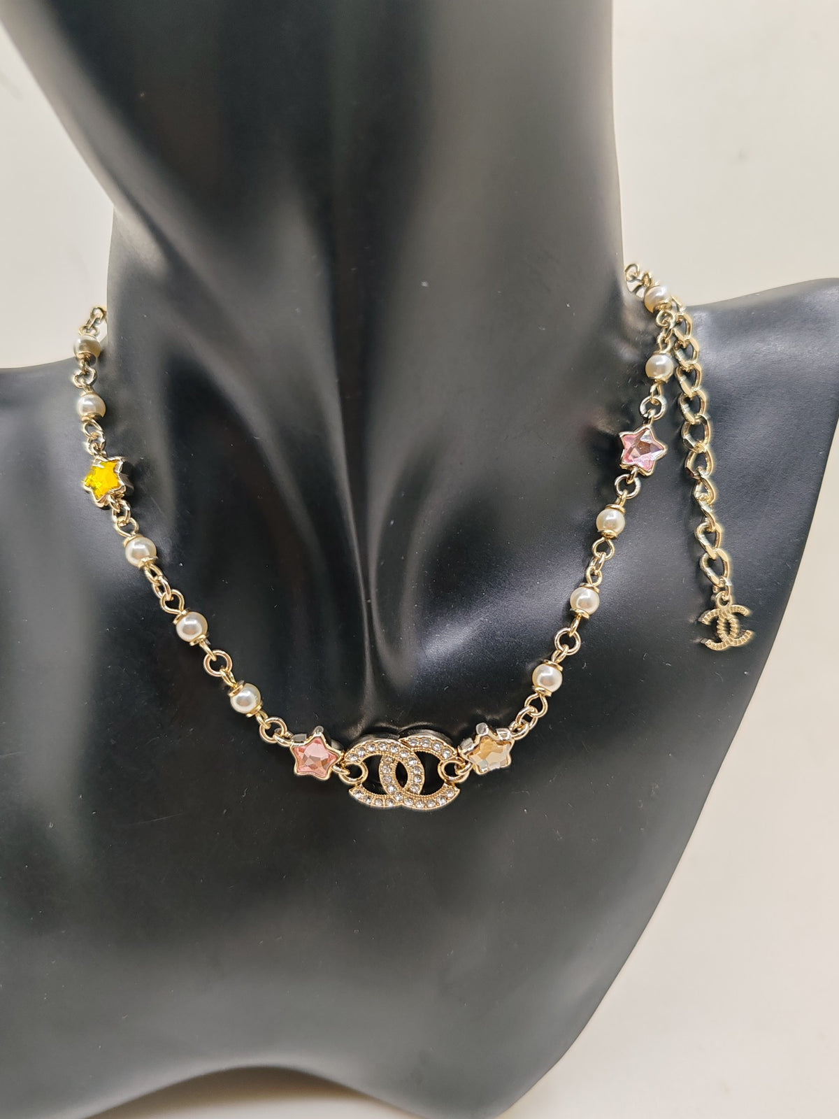 yellow brass Necklace for women - alternate angle view 2