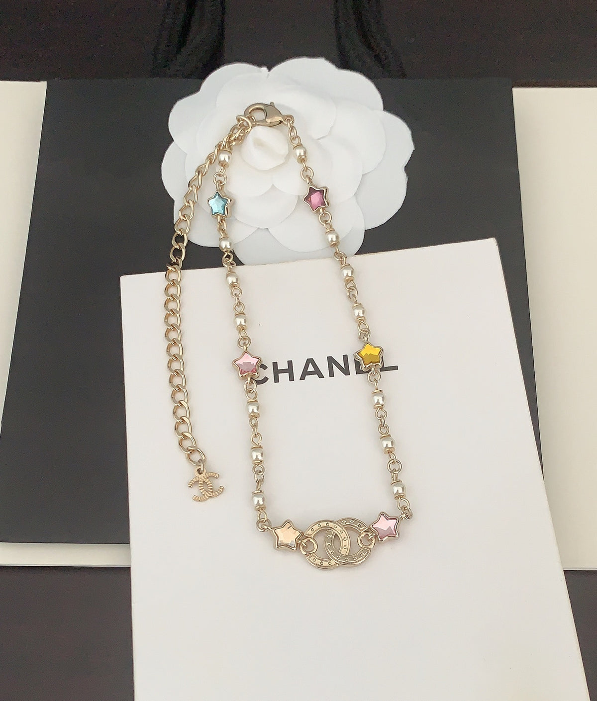 yellow brass Necklace for women - alternate angle view 3