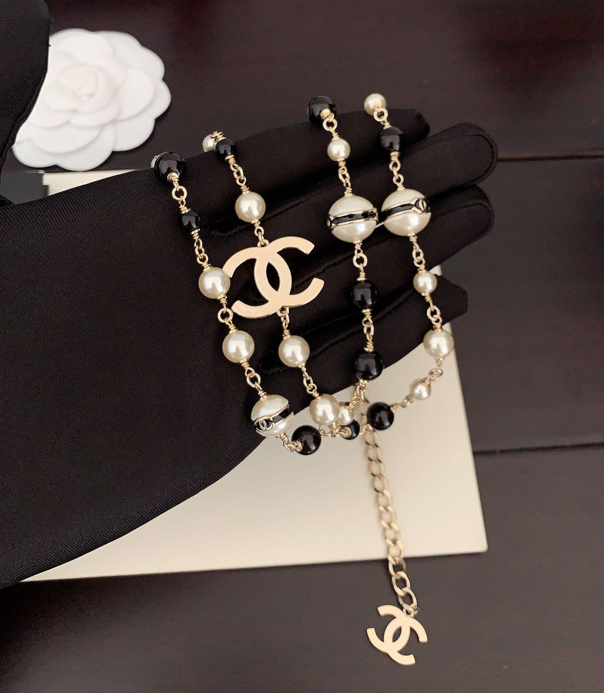 black and white brass pearl Sweater for women - alternate angle view 2