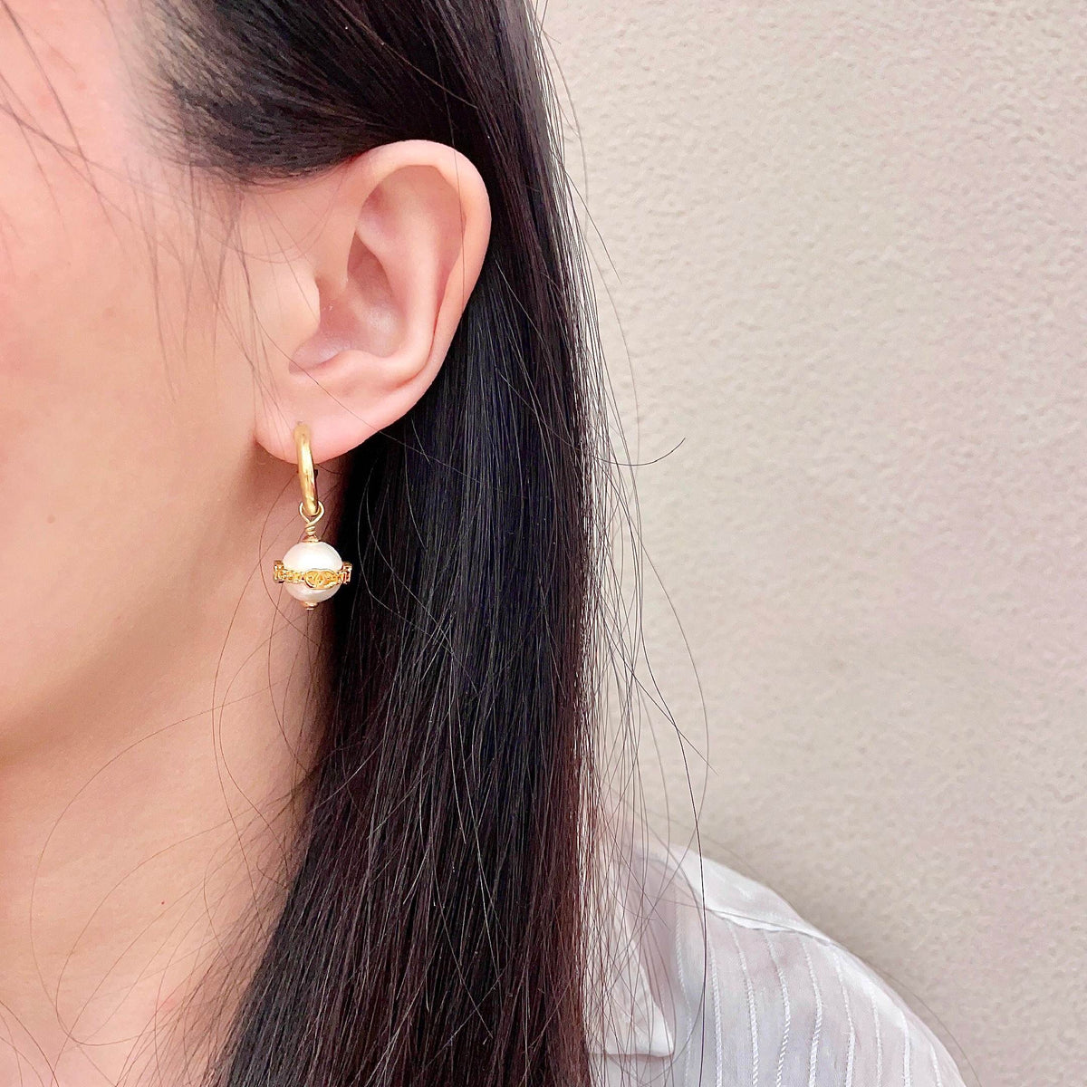 letter Stud Earrings for women - alternate angle view 3